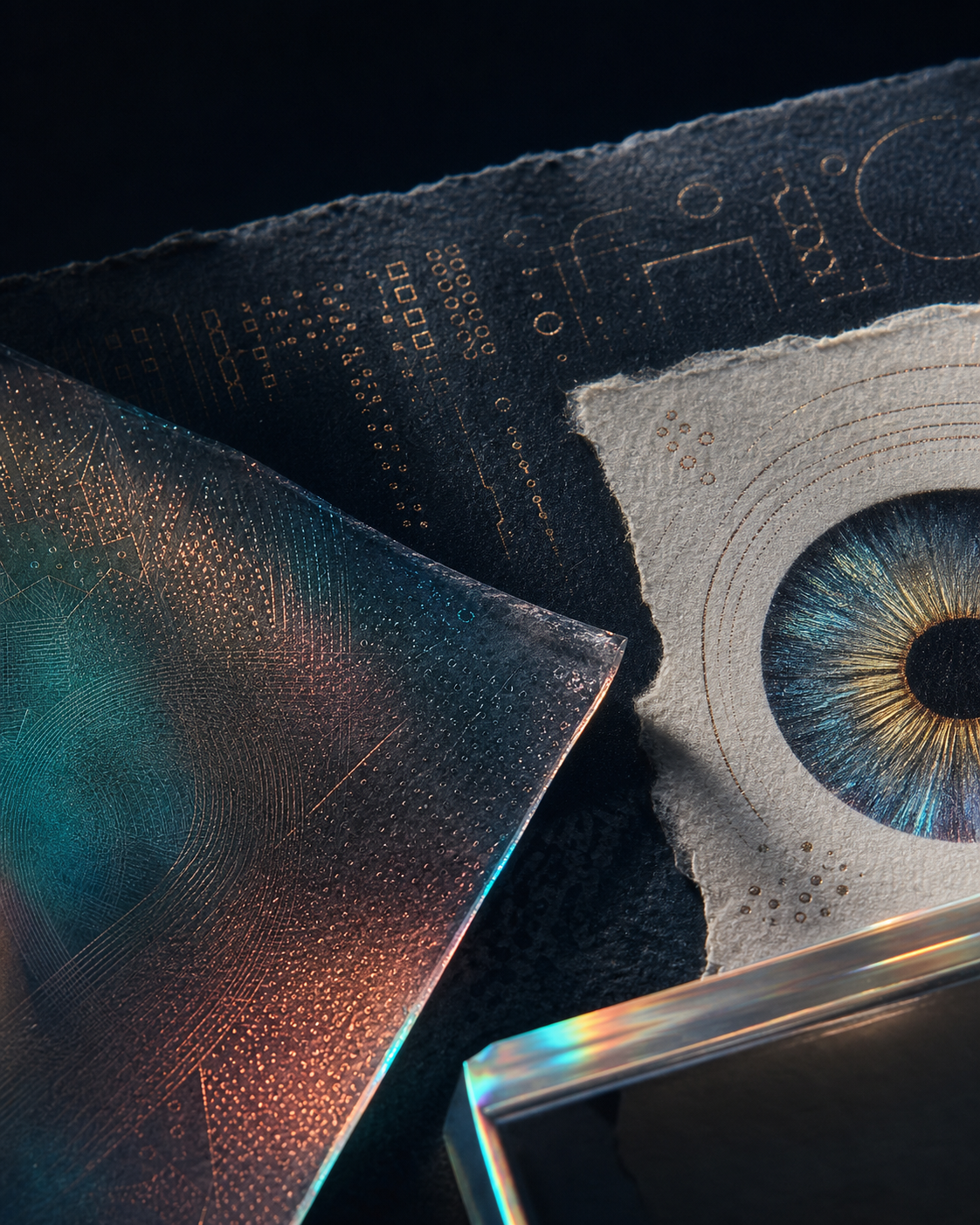 Macro abstract artwork representing fine detail and precise text rendering